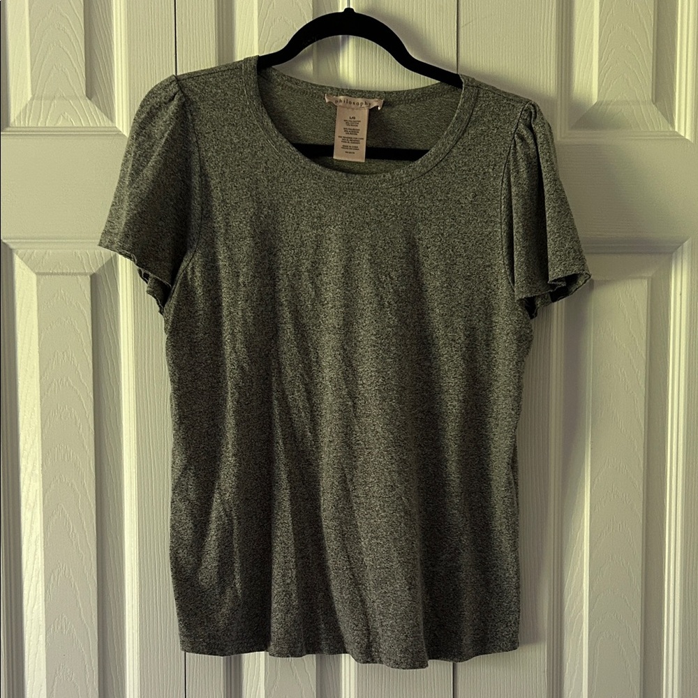 Philosophy Heathered Gray Short Sleeve Top